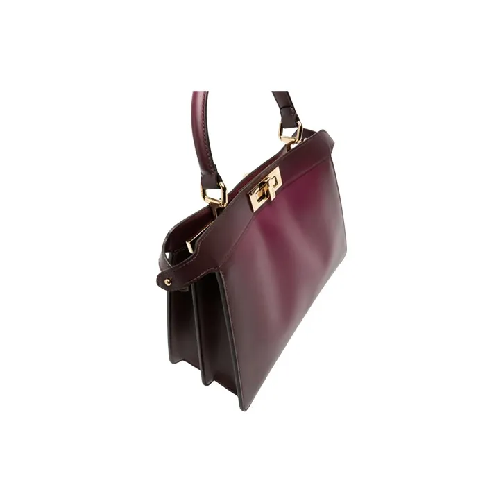 FENDI Peekaboo ISeeU Calfskin Shoulder Bag Crossbody Bag Handbag Large Size Women's Bordeaux Fuchsia-2