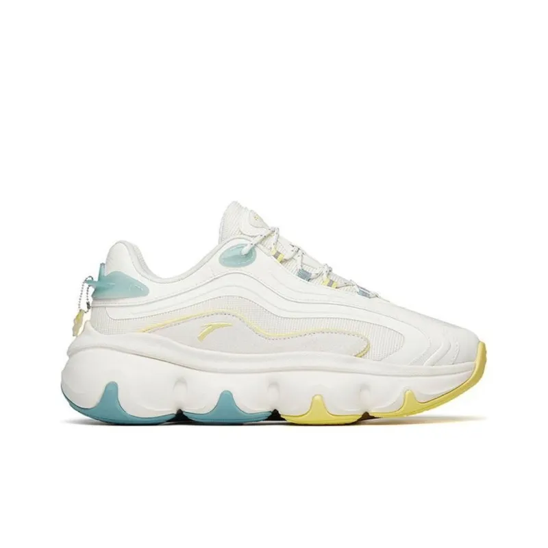 Anta Life Collection Cushioning Anti-Slip And Wear-Resistant Low-Top Chunky Sneakers Women's White Yellow Blue-1