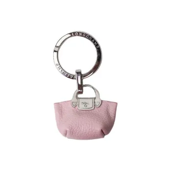 LONGCHAMP Leather Keychain Pendant Bag Accessory Unisex Light Pink
