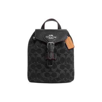COACH Canvas With Cow Leather Backpack Small Size Women's Black