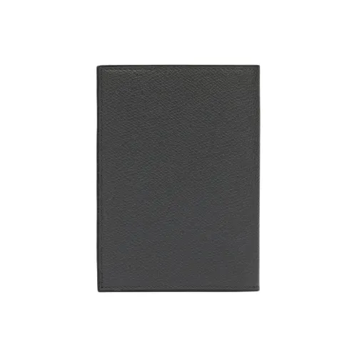 Valextra Millepunte Calfskin Passport Holder Unisex Smoke Gray