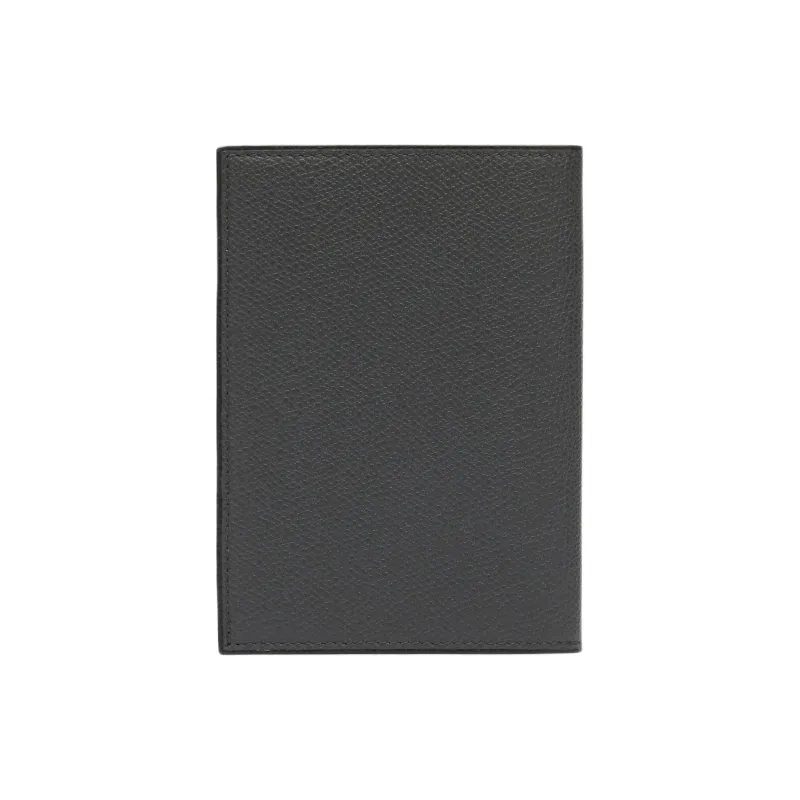 Valextra Millepunte Calfskin Passport Holder Unisex Smoke Gray-0