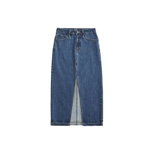 Hollister Denim Long Skirts Women's Dark Color