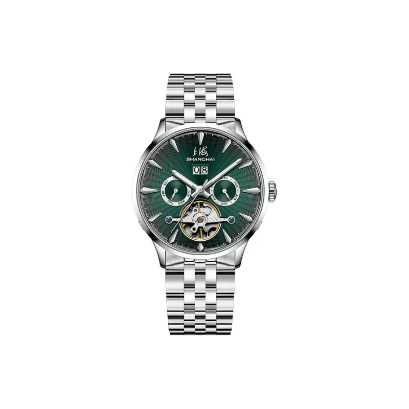 SHANGHAI National Collection Automatic Mechanical Movement Steel Strap Watch Men's Watches White Dial 22RE 610 2L27-8