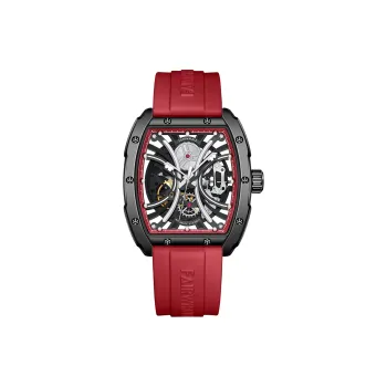 FAIRWHALE Automatic Mechanical Movement Silicone Strap Watch Men's Watches Black Dial