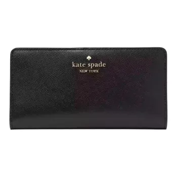 Kate Spade Cross Grain Leather Wallet Large Size Women's Black