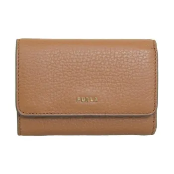 Furla Babylon Leather Wallet Small Size Unisex Cognac