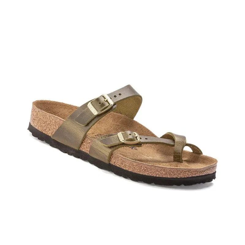 Birkenstock Mayari Oiled Leather Narrow Fit 'Olive' Women's-6