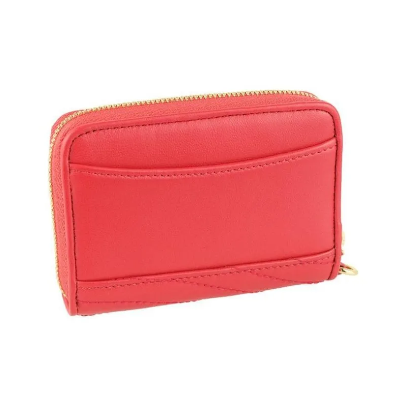 Furla Swing Leather Card Holder Wallet Mini Unisex Strawberry Red-1
