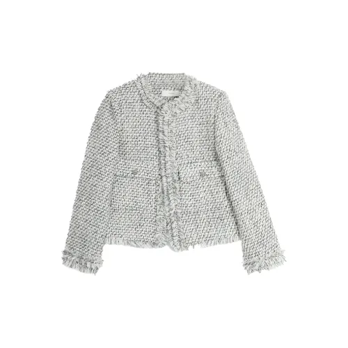 SETIROM Cropped Coats Women's White Gray