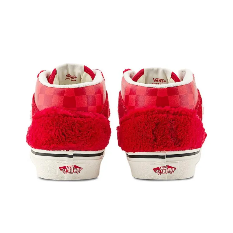 Vans Half Cab Durable Breathable Mid-Top Skateboard Shoes Unisex Red-3