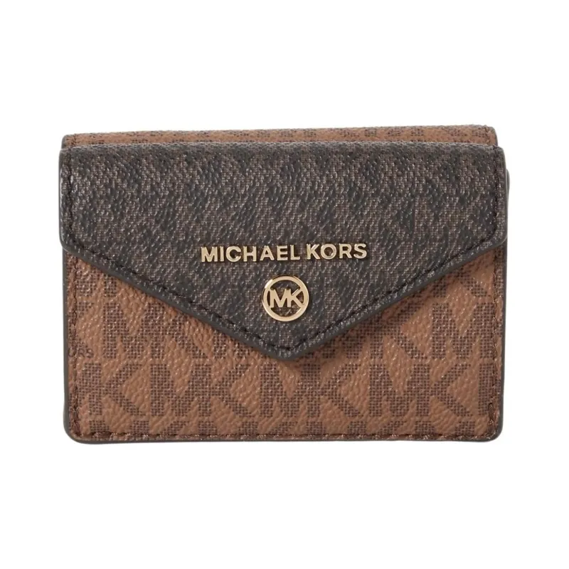 MICHAEL KORS PVC Coated Canvas With Leather Wallet Women's Leather Brown-0