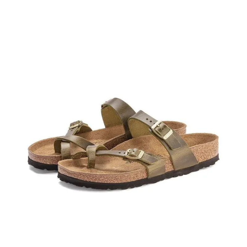 Birkenstock Mayari Oiled Leather Narrow Fit 'Olive' Women's-4
