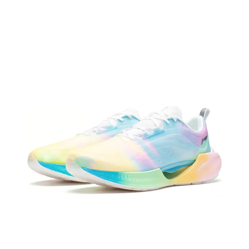 LiNing Super Light 19 Cushioned Anti-Slip Wear-Resistant Breathable Lightweight Low-Top Running Shoes Women's Pink Blue-3