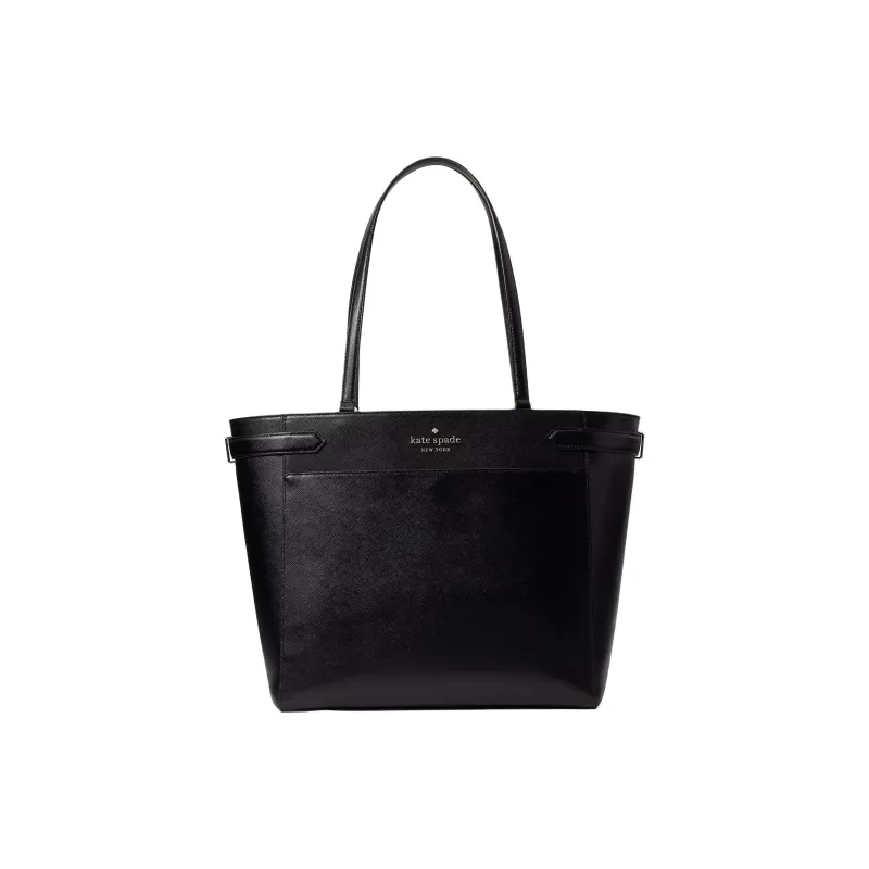 Kate Spade Staci Cross-Stitch Leather Tote Bag Shopping Bag Handbag Women's Black-0