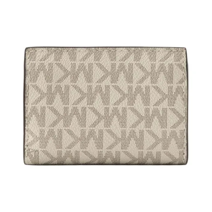 MICHAEL KORS Jet Set Travel Coated Canvas Wallet Extra Small Unisex Vanilla White & Acorn Brown-2