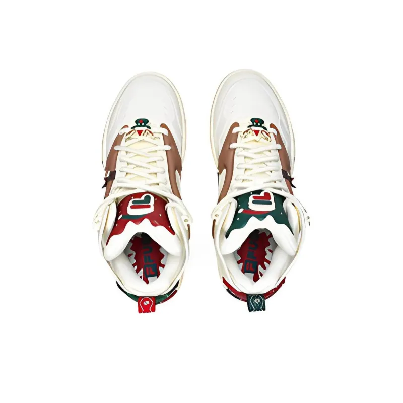 FILA FUSION DESPERADO Fugitive Xmas Cushioning Anti Slip And Wear Resistant Mid Top Basketball Shoes Women's White Red-3