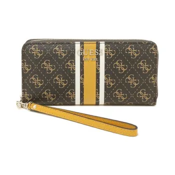 GUESS Synthetic Leather Wallet Large Size Unisex Brown