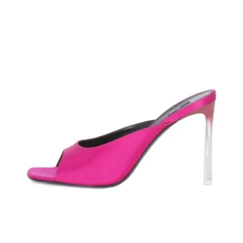 SERGIO ROSSI Translucent Heel Satin Mules