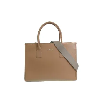 Furla Leather Tote Bag, Shopping Bag, Shoulder Bag, Crossbody Bag, Handbag Large Size Women's Caramel Brown