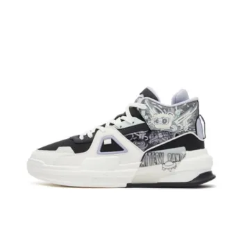 Erke Battery Panda Cushioning Wear Resistant Mid Top Skateboard Shoes Women's Black White