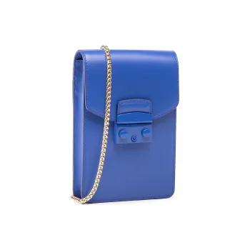 Furla Leather Cell Phone Pouch, Handbag, Shoulder Bag, Crossbody Bag Small Size Women's Blue