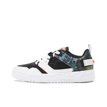 Erke Xun Meilanzhuju Cushioning Lightweight Wear Resistant Low Top Skateboard Shoes Men's Black White