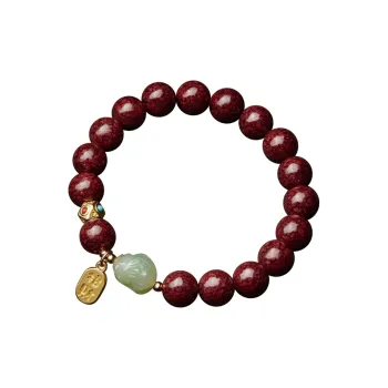 Moonstone Edge Reconstructed Cinnabar Jade Bracelets Unisex
