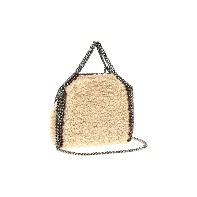 Stella McCartney Sheared Wool Tote Bag Shopping Bag Shoulder Bag Crossbody Bag Handbag Small Size Women's Light Brown-1