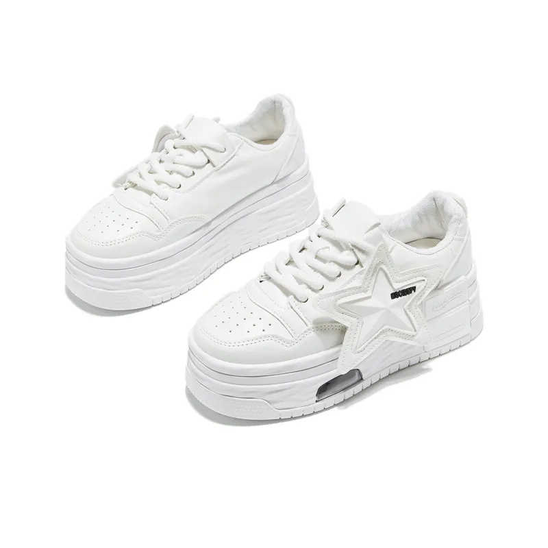 Medd Small White Shoes Height Increasing Lightweight Low-Top Skateboard Shoes Women's-2