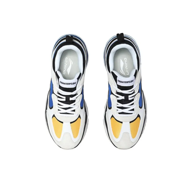 LiNing CF Counterflow Cushioning Anti Slip And Wear Resistant Low Top Sports Casual Shoes Men's White Blue-3
