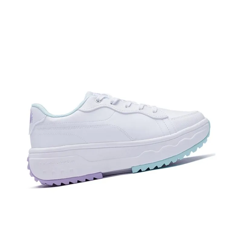361° Anti Slip And Wear Resistant Height Increasing Low Top Casual Shoes Women's White Cyan Purple-1