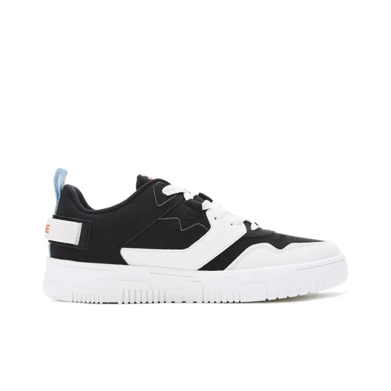 Erke Xun Meilanzhuju Cushioning Lightweight Wear-Resistant Low-Top Skateboard Shoes Men's Black White-1