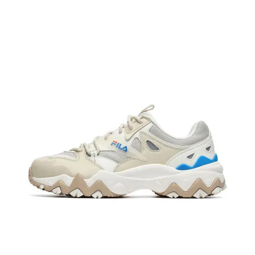 FILA Oakmont Europe Man 2 Cushioning Anti Slip Wear Resistant Breathability Low Top Casual Shoes Men's Beige Blue