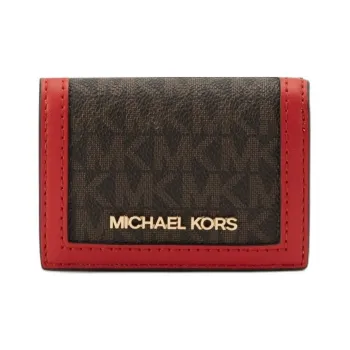 MICHAEL KORS Jet Set Travel Coated Canvas Wallet Extra Small Unisex Brown & Red