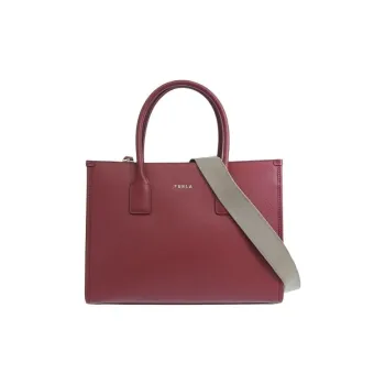Furla Leather Tote Bag Shopping Bag Shoulder Bag Crossbody Bag Handbag Large Size Women's Cherry Red