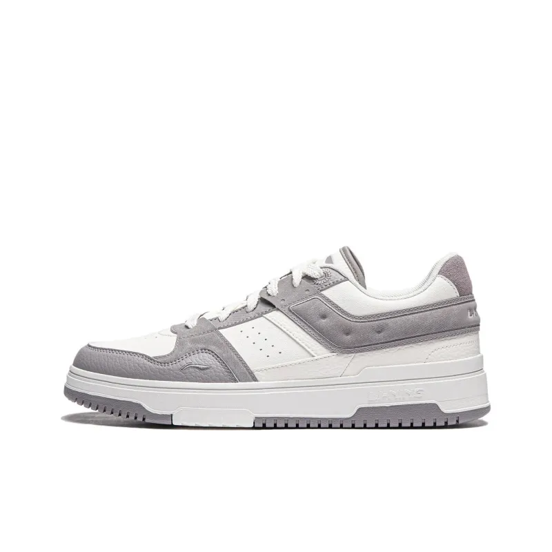 LiNing Tianji 2.0 Cushioning, Abrasion Resistant, Lightweight, And Breathable Low Top Skateboard Shoes Men's White Gray-0