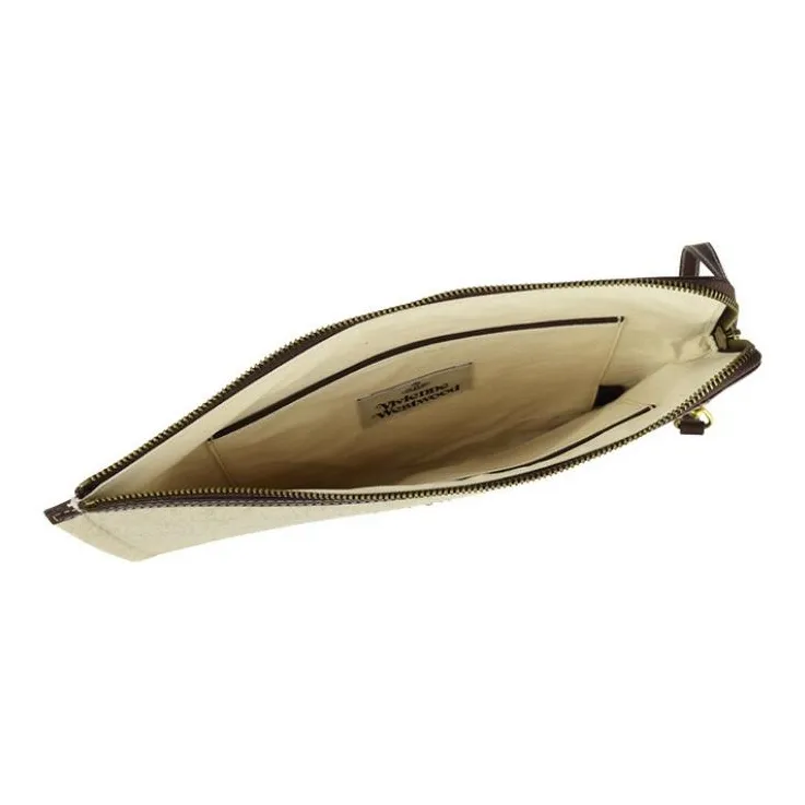Vivienne Westwood Felt With Leather Clutch Women's Beige, Yellow, & Brown-3