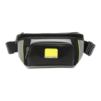 TUMI Alpha Bravo Nylon With Cow Leather Storage Bag Fanny Pack Unisex Gray & Yellow