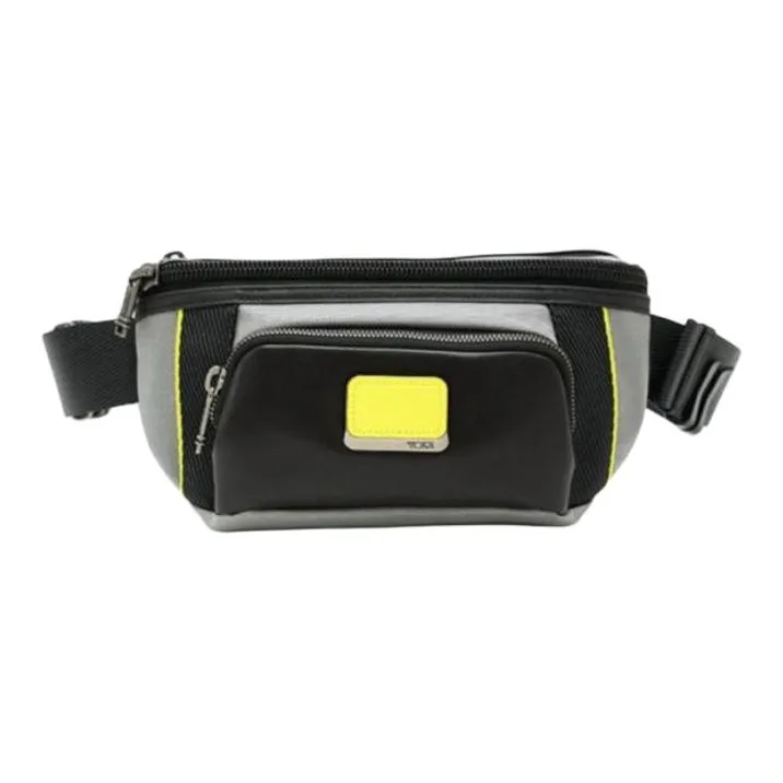 TUMI Alpha Bravo Nylon With Cow Leather Storage Bag Fanny Pack Unisex Gray & Yellow-0
