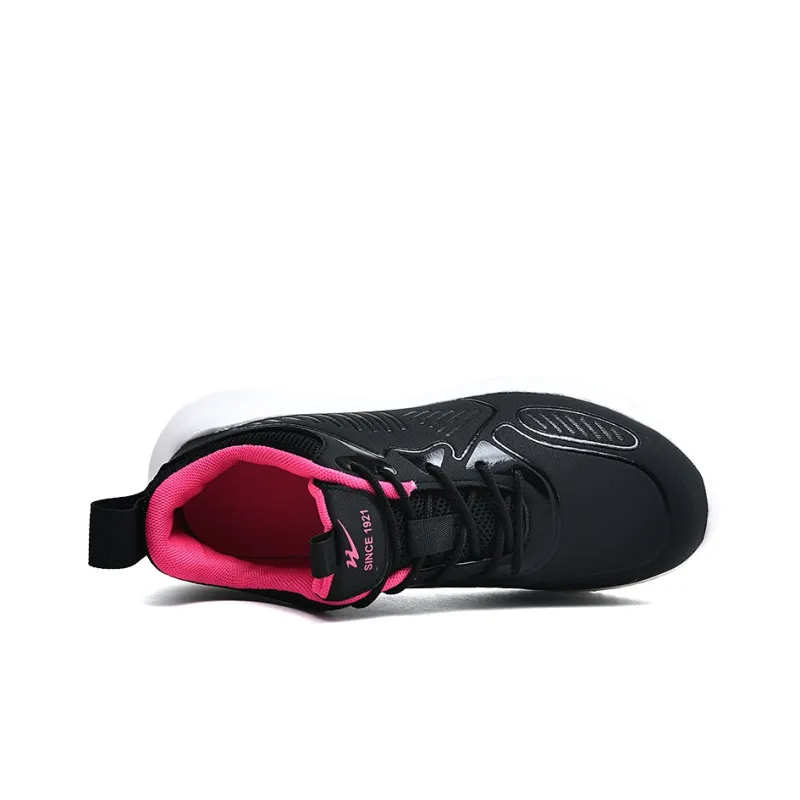 Binary Low Top Running Shoes Women's Black Rose Red-2