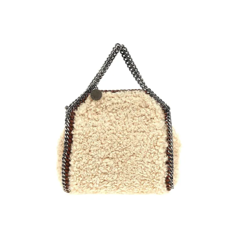 Stella McCartney Sheared Wool Tote Bag Shopping Bag Shoulder Bag Crossbody Bag Handbag Small Size Women's Light Brown-0