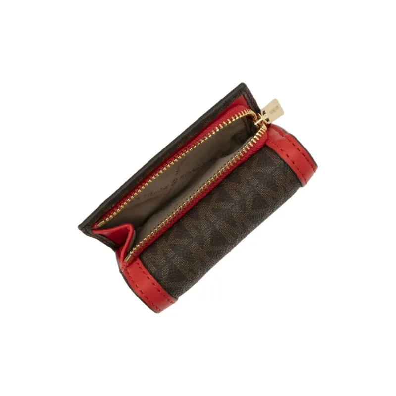 MICHAEL KORS Jet Set Travel Coated Canvas Wallet Extra Small Unisex Brown & Red-3