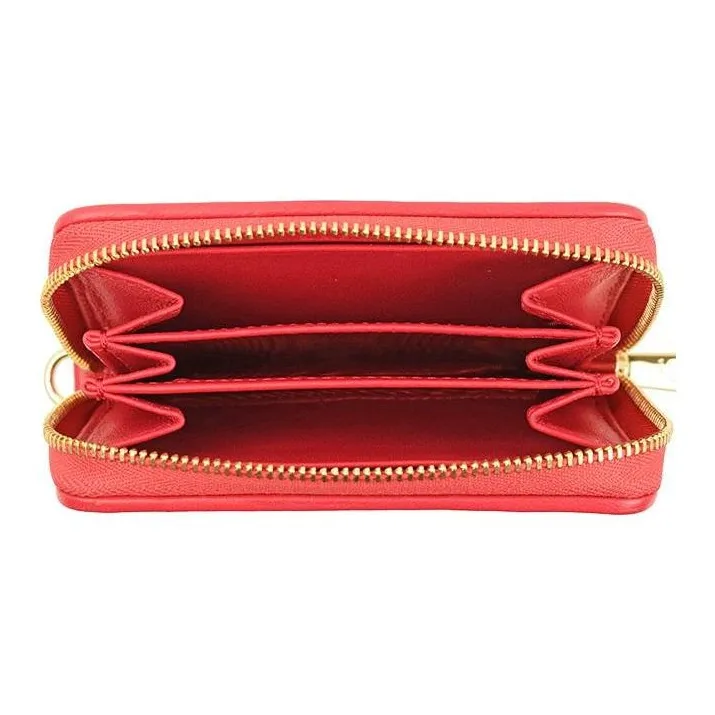 Furla Swing Leather Card Holder Wallet Mini Unisex Strawberry Red-2