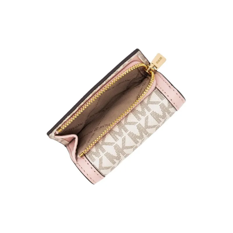 MICHAEL KORS Jet Set Travel Coated Canvas Wallet Extra Small Women's Blush Pink With Multicolor-4