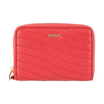 Furla Swing Leather Card Holder Wallet Mini Unisex Strawberry Red