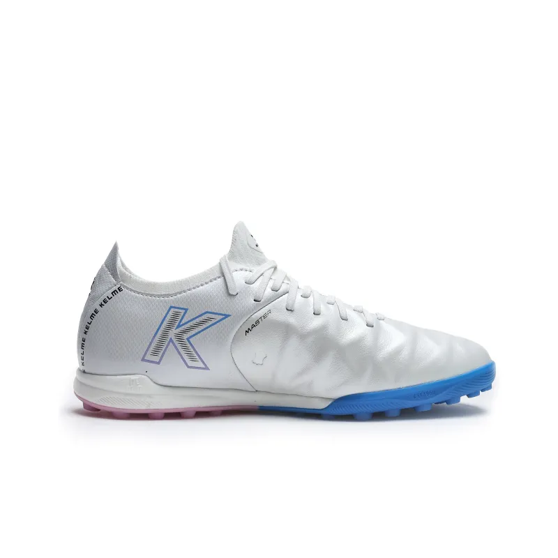 KELME TF Rubber Broken Studs Cushioning Anti Slip And Wear Resistant Soccer Shoes Unisex White Blue-1
