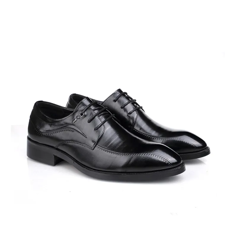 GZZ Dress Shoes Men Low Top Black-2