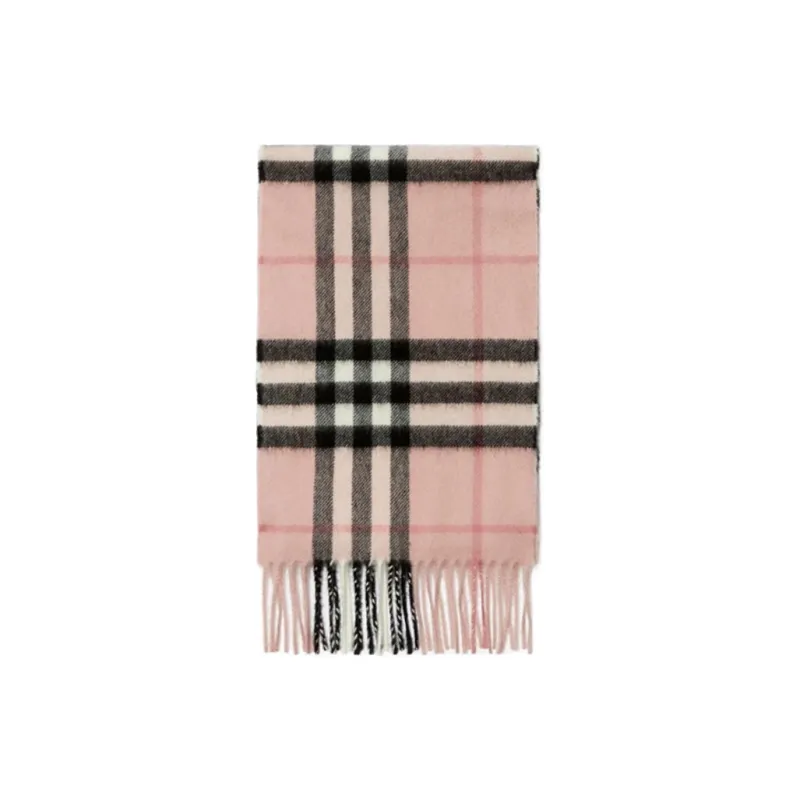 Burberry Checked Fringed Knit Scarf-1