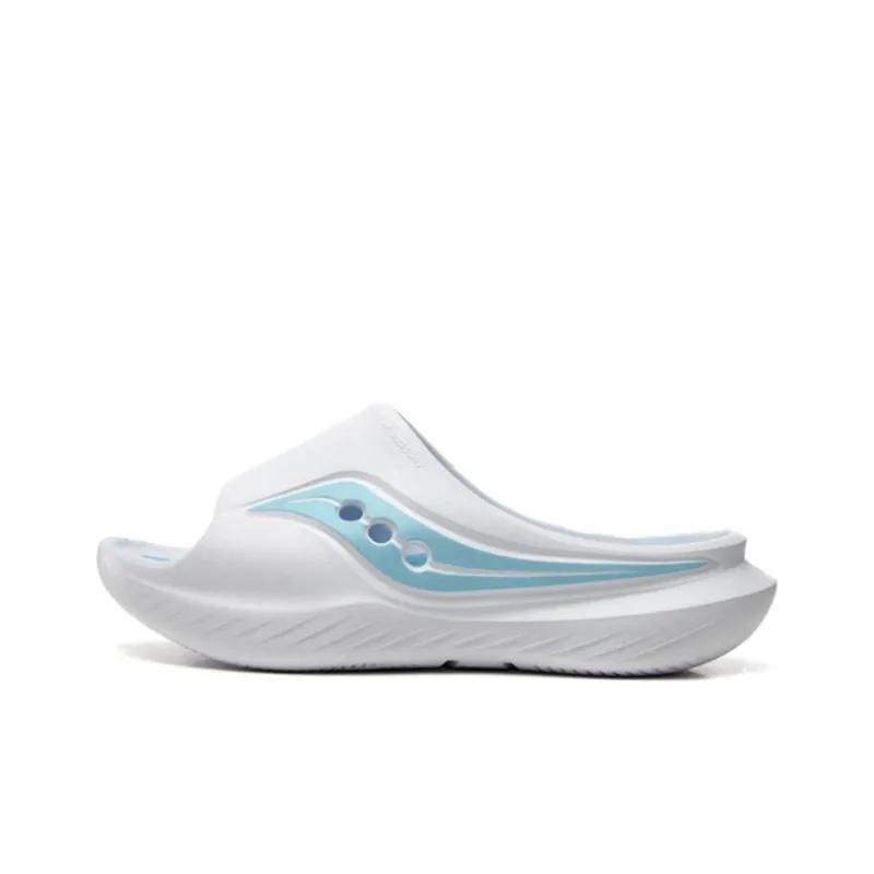 Saucony Cradle Slip Resistant Abrasion Resistant Slide Slippers Unisex White Light Blue-0